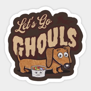 Funny and cute Ghouls with Doxie dachshund dog with fur baby and candy Sticker